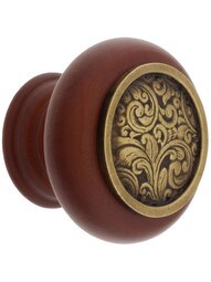 Hardwood Knob with Saddleworth Onlay - 1 1/2" Diameter